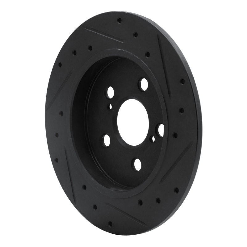 Lexus CT200H Brake Rotor (1) - Rear Left - R1 Concepts - Drilled & Slotted - Black - `09-`24